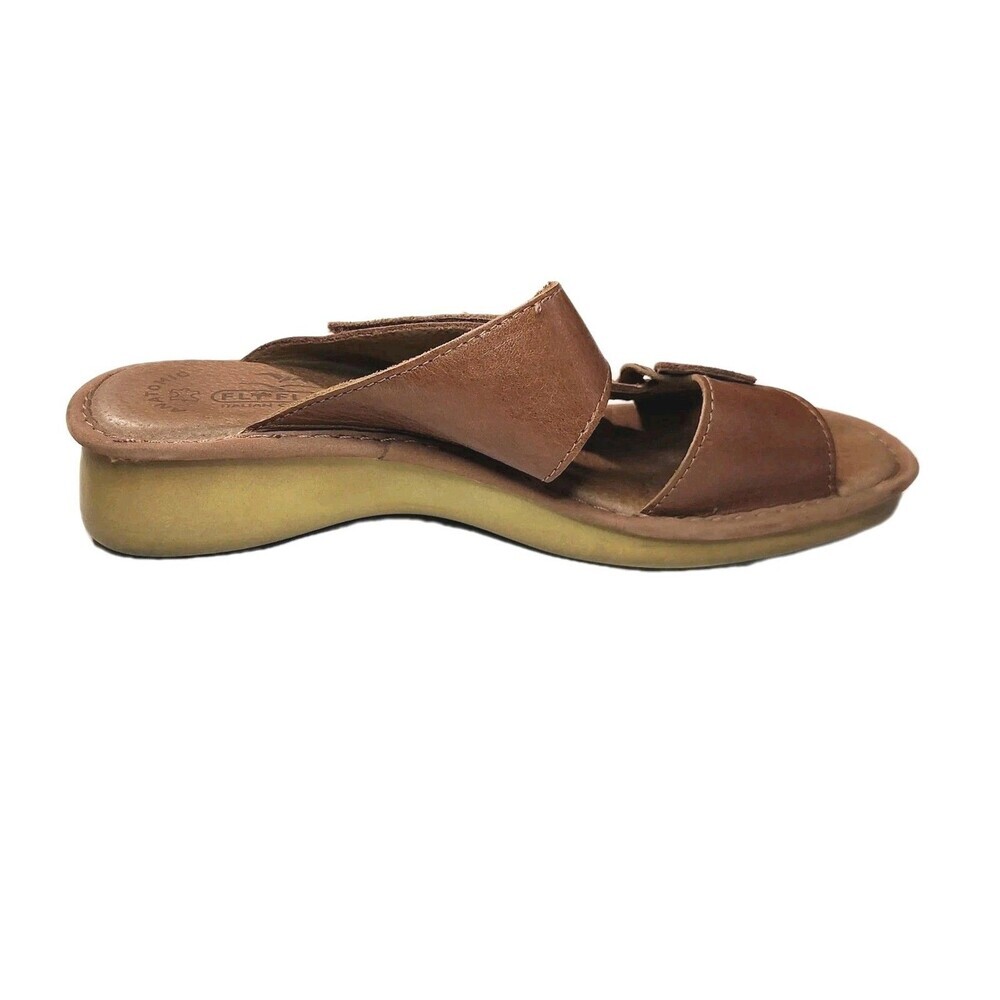 Fly Flot Italian Brown Leather Slip-On Orthopedic Sandals Comfort SZ 7 - Picture 3 of 11